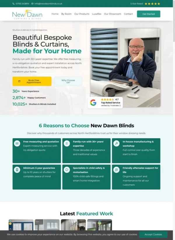 New Dawn Blinds website